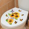 Sunflower Butterfly Toilet Sticker Removable Self-adhesive Waterproof PVC Living Room Bathroom Wall Art Floral