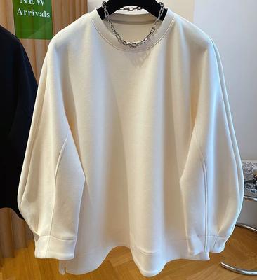 Женский свитшот большого размера с круглым вырезом и длинными рукавами, весенне-осенний, свободный, в стиле кэжуал, худи оверсайз, топ, черный, белый, пуловер