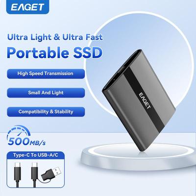 EAGET 2T портативный SSD Type-C к USB-A/C кабель для передачи данных подключение 1T/480G/240G/120G SSD для видео и фотографий ПК и Mac