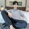 Spring and Summer Men's Pajamas Homewear Suit Summer Short-Sleeved Long Pants Homewear Large Size Youth Students Casual Pajamas
