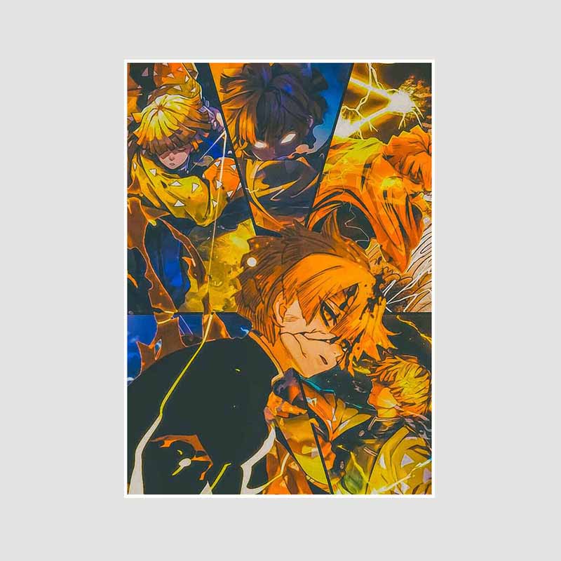 Японский комикс фильм «Убийца демонов» поезд «Муген» аниме-постеры Kimetsu No Yaiba Белый бумажный постер Художественная роспись настенное украшение Фреска Домашний декор