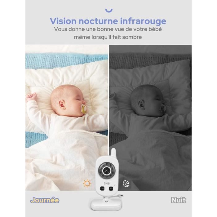 GHB Радионяня Камера для младенца Монитор 2,4 дюйма ЖК-дисплей Видеоняня для младенца Наблюдение за ребенком 2,4 ГГц Датчик температуры Связь