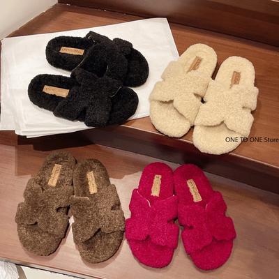 Роскошные новые женские женственные туфли на высоком каблуке с мехом для улицы, универсальные тапочки, тапочки с круглым носком и мехом норки, Ms Slippers