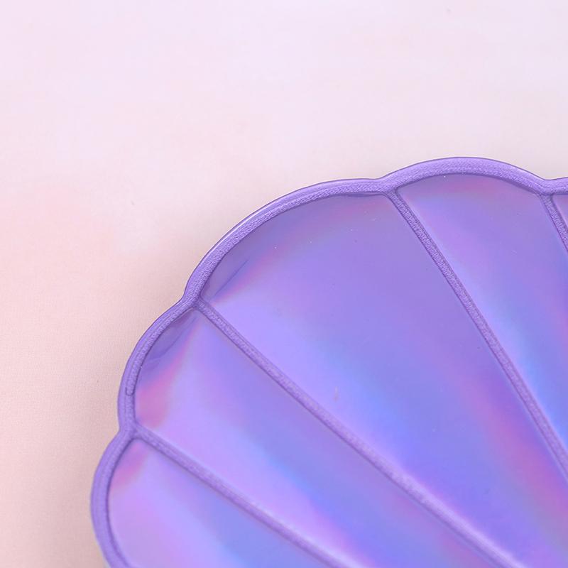 Sea Shell Shape Compact Cosmetic Mirror Pu Leather Double Sided Makeup Magnifier