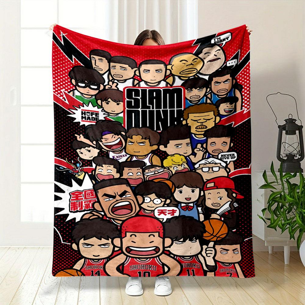 Cartoon Characters In Basketball-themed Attire with Vibrant Red Accents. for All Seasons Blanket Lunch Break Throw Gift