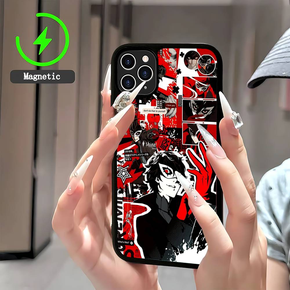 Classic Anime P-Persona 5 Magnetic Phone Case For IPhone 16 15 14 13 12 11 17 Pro Max Plus Wireless Charge Cover