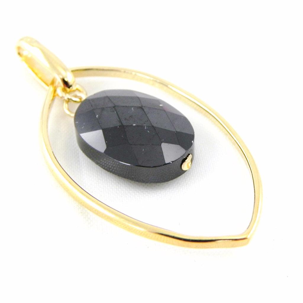 Les Trésors De Lily [H2618] - Black Gold Plated 'Linda' Pendant - 35x18 Mm