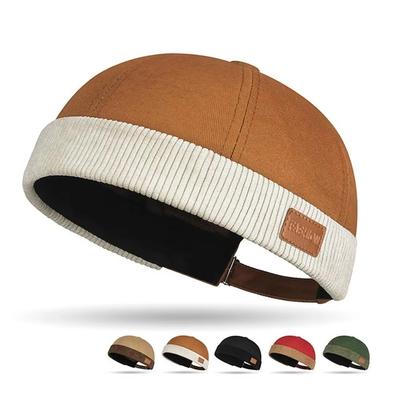 Solid Color Landlord Hat Brimless Docker Hat Casual Dome Melon Cap Streetwear