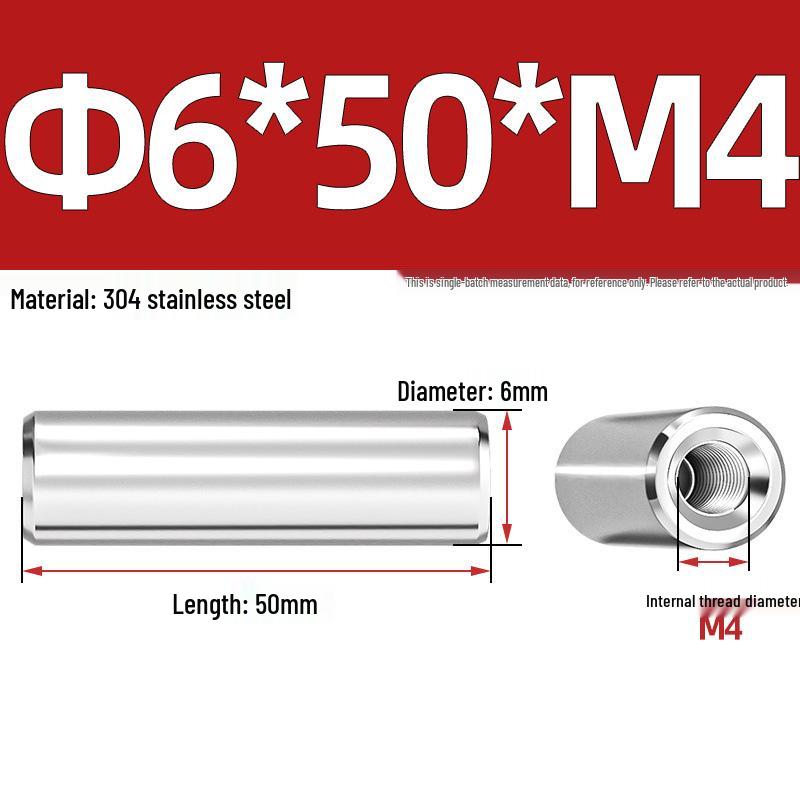 Цилиндрический штифт из нержавеющей стали 304 с внутренней резьбой M4/M6/M8 и отверстием - Опорная и направляющая колонна