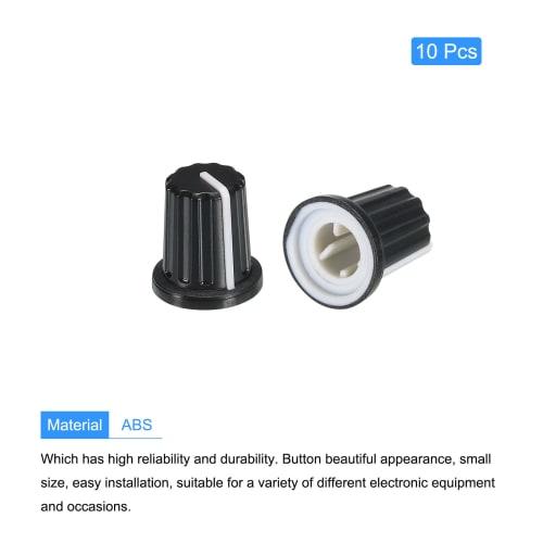 uxcell Potentiometer Control Knob, ABS Guitar Knob for Electric Guitar, Power Amplifier, Stereo, Bass, 6mm D-Type Shaft, 180 Degree, Black, Pack of 10