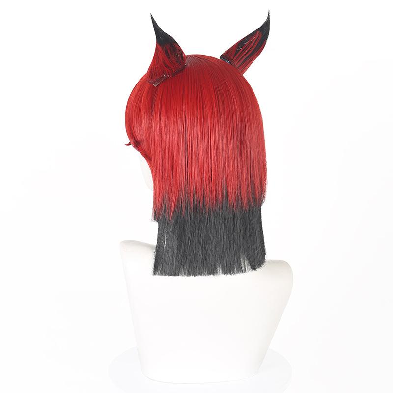 Аластор Радио-демон' Косплей-парик Персонаж Отеля Хазбин Точный Красно-серый Волос с Усиками-антеннами