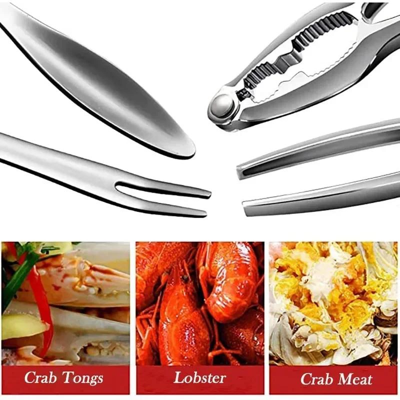 Новый набор из 19 предметов для морепродуктов, крабов, креветок, фруктов, щипцов, вилок, ложек, орехов, грецких орехов, омаров, крабов, крекеров, кухонные принадлежности