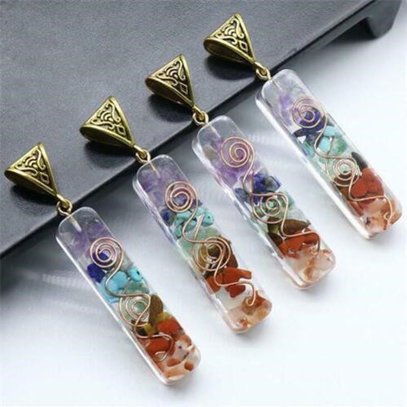 Энергетический кулон- амулет "7 чакр" из оргонита и меди