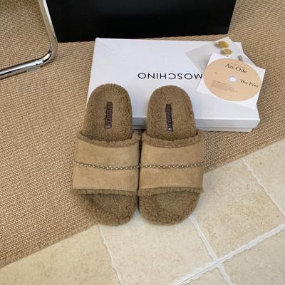 Тапочки Mao Mao женская мода верхняя одежда 2025 новые ретро маффин уродливые милые на плоской подошве хлопковые тапочки ленивые тапочки на одно слово