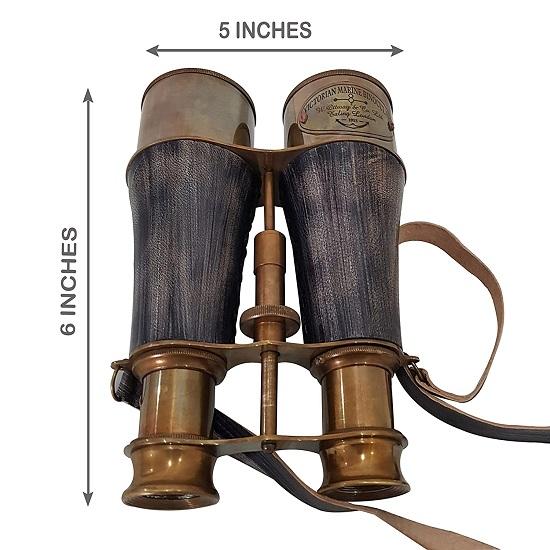 Старинный викторианский латунный бинокль с кожаным покрытием