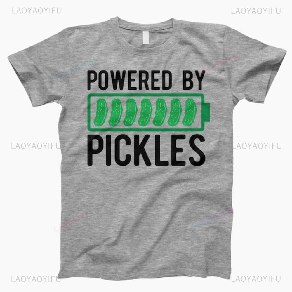 Powered By Pickles Graphic T Shirts Women Unisex Summer High Quality Cotton Streetwear Tshirt Fashion Casual Shortsleev Vintage