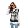 QICED Женская мода, повседневный клетчатый принт, осенне-зимние вязаные жилеты без рукавов с v-образным вырезом