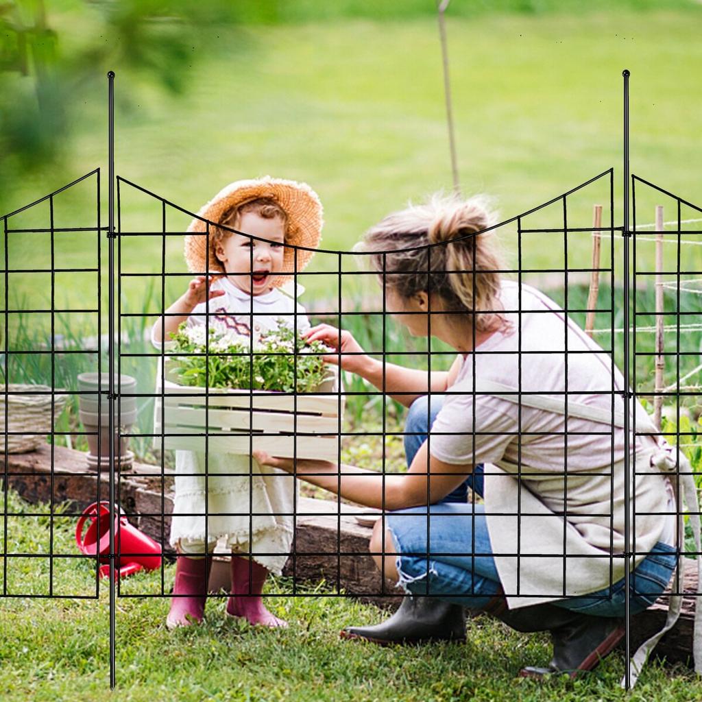 Garden Fence, No Dig Fence 36.6''(H)x29.5''(L) Animal Barrier Fence, Underground Decorative Garden Fencing with 2.5 inch Spike Spacing, Metal Dog