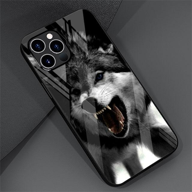Стеклянный чехол с изображением волка и тигра для Apple iPhone 13 Pro 11 14 12 7 8 Plus SE 2022 XR X XS Max 6 6S, закаленный чехол для телефона