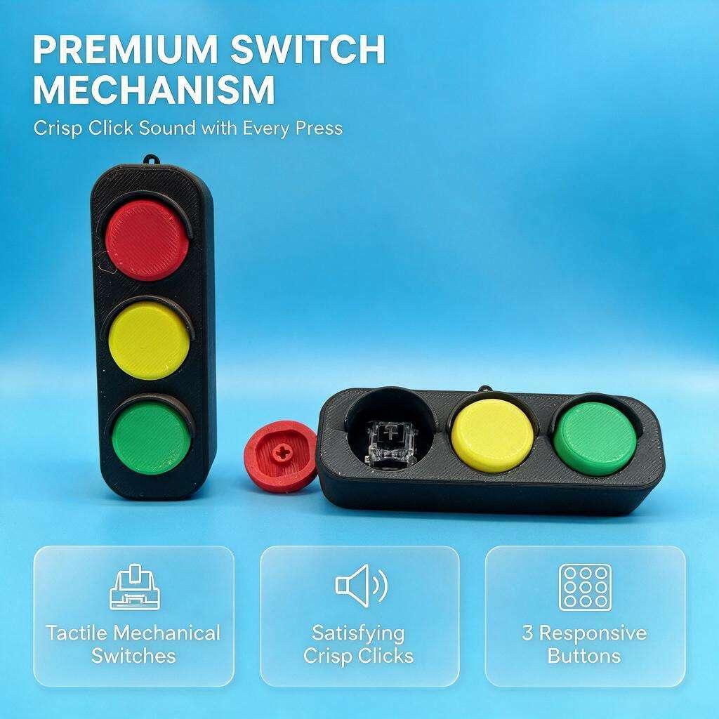 Traffic light button decompression keychain fun trendy gadgets key accessories bag pendant