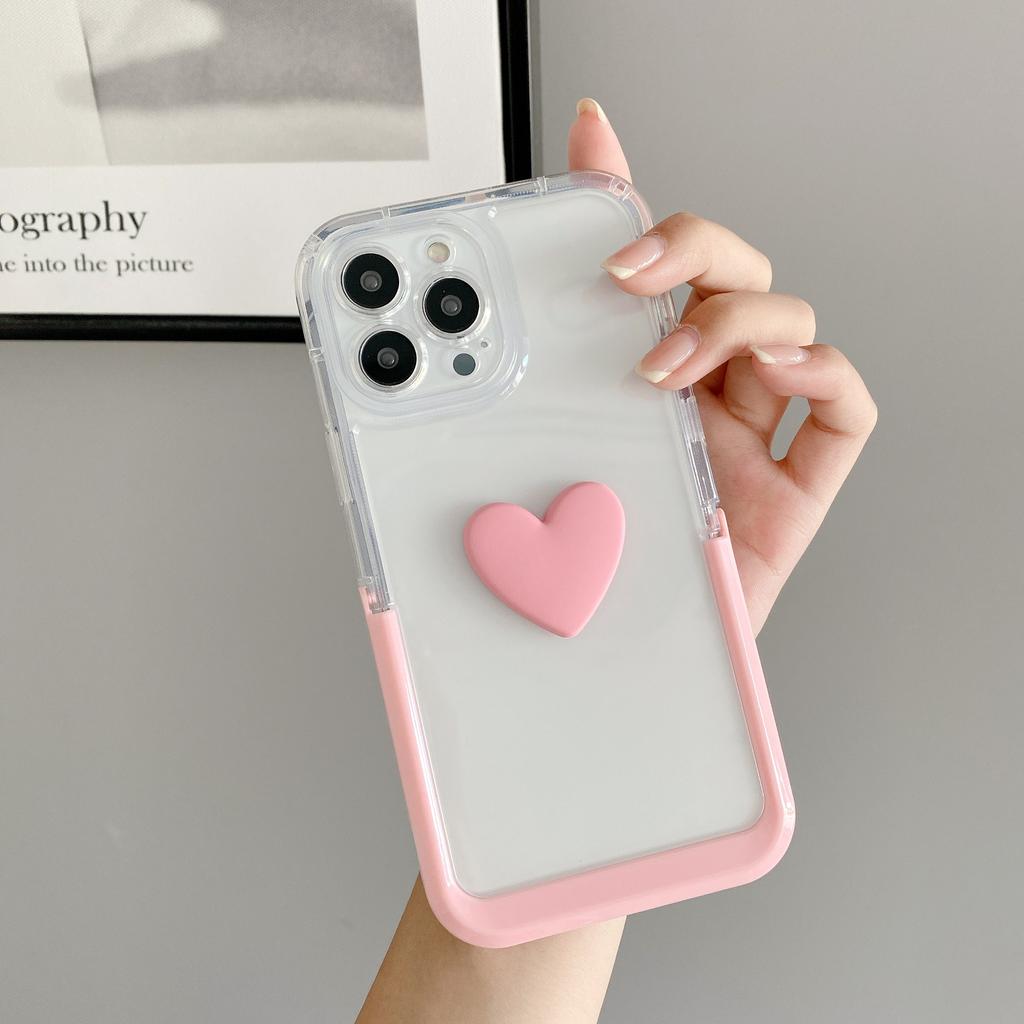 6 цветов Ins Love 3d Heart Cute Stand Holder Чехол для телефона с мультяшной парой для Iphone 13 Pro Max 11 12 Promax Противоударная задняя крышка