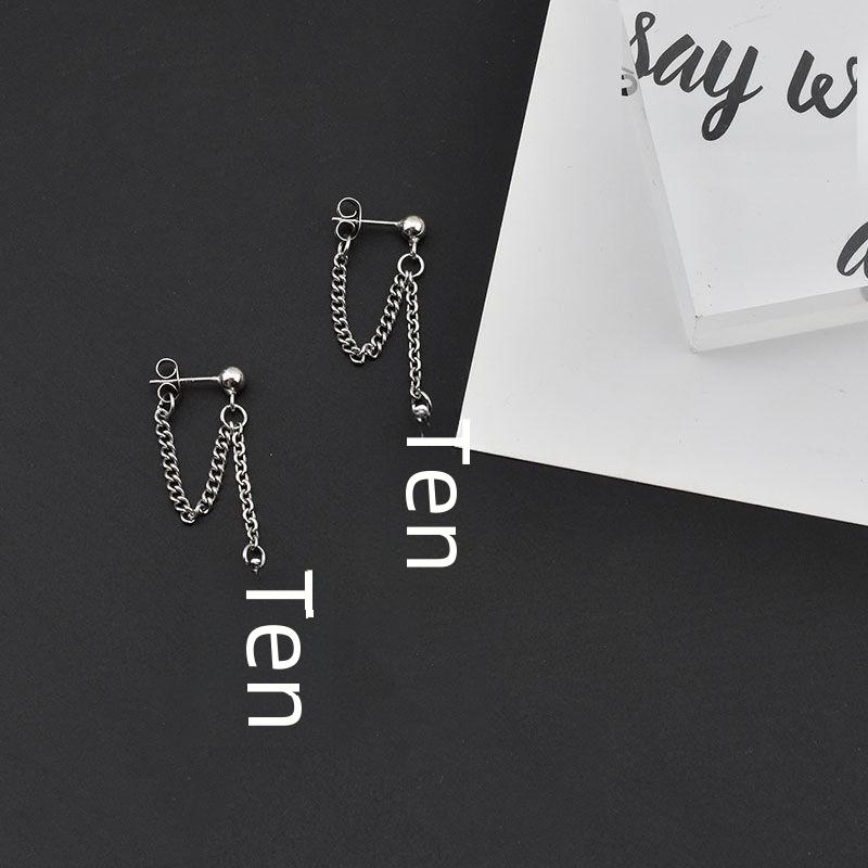 Трендовые унисекс темные уличные серьги-клипсы с цепочкой для диско - не требуют прокола