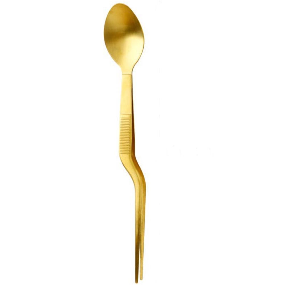 Multi-functional Sauce Spoon Portable Stainless Steel Food Tweezers 2in1 Design Flavor Test Spoon Tweezers Kitchen Utensil