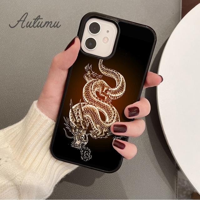 Мягкий чехол для телефона с татуировкой дракона для iPhone 11 12 13 14 Pro Max mini X XR XS SE 2020 6S 7 8 Plus Samsung Galaxy S21 S22