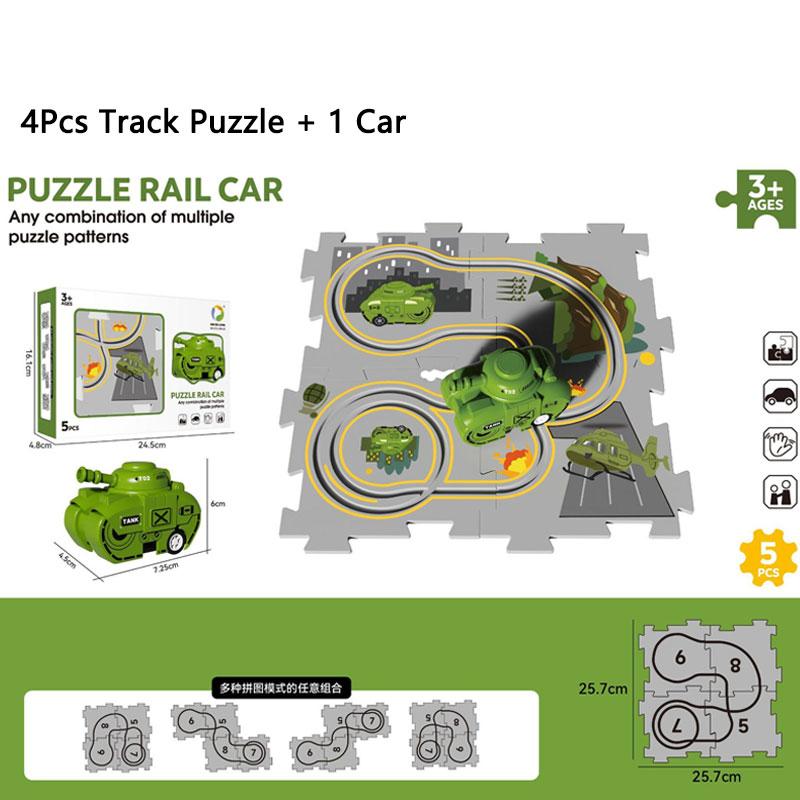 Track Assembly Autonomous Cruising Tank Toy Electric Puzzle Track Space Car DIY Assembly Toys For Children Educational Gift