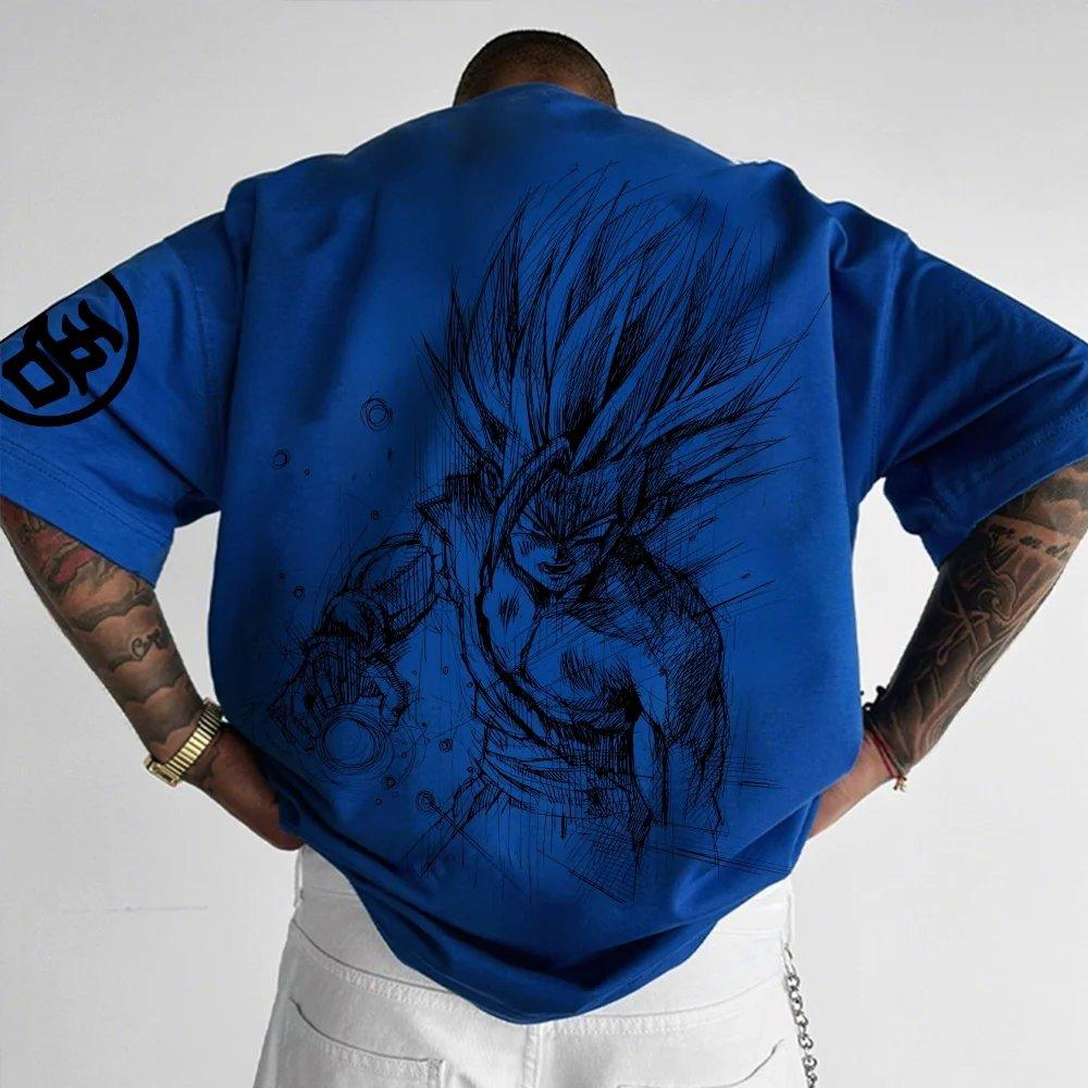 Мужская летняя футболка Dragon Ball, новая, с двусторонней печатью, свободная, повседневная, Харадзюку, модная, с коротким рукавом, топ для родителей и детей