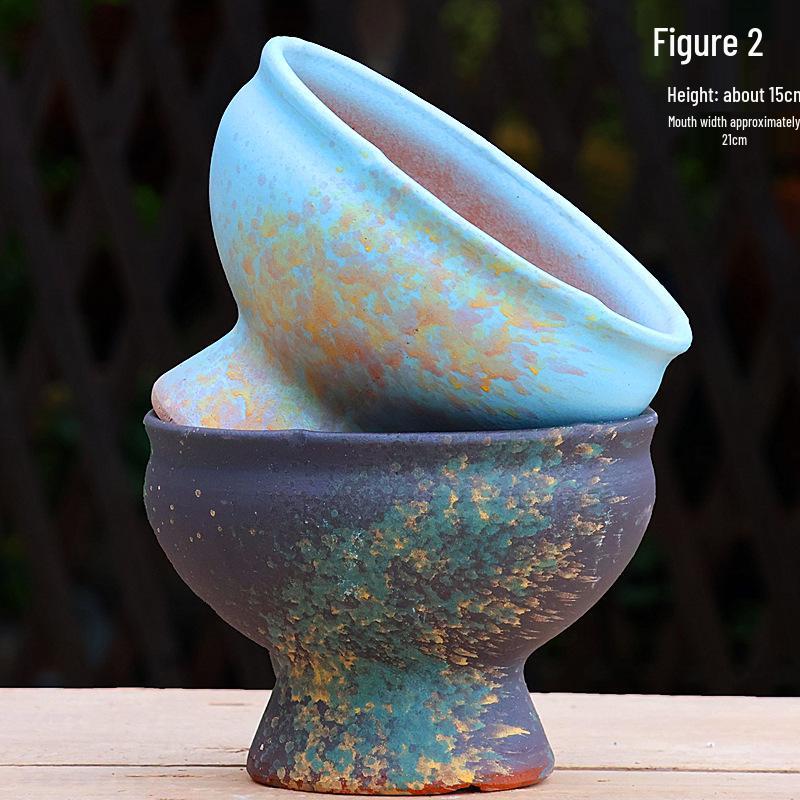 Yixing Handmade Square Mouth Coarse Pottery Planter - Large Succulent Flower Pot with Old Branch Design and Jade Pendant.