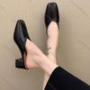Comemore Baotou Half Slippers Women Summer New Outer Wear Solid Color Square Toe Thick Heel High-heeled Women's Shoes