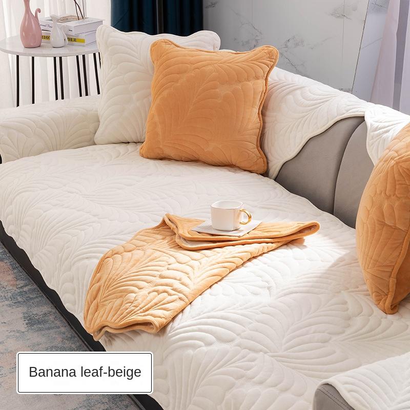 Подушка для дивана, универсальная кожа для всех сезонов, нескользящая, простая утолщенная подушка для сиденья в скандинавском стиле, зимний плюшевый чехол, полотенце на спинке