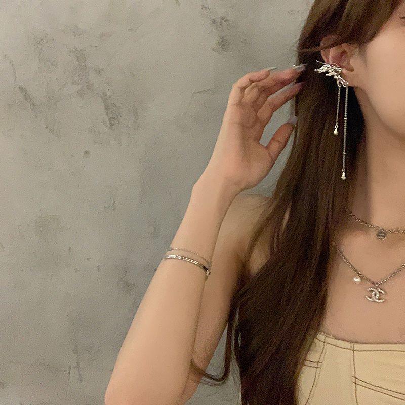 Peach Tea Fairy Butterfly Tassel Ear Cuff—No Piercing, High-End Summer Earring for Women