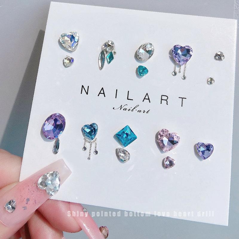 Heart Rhinestone Nail Art Accessories: Super Shiny Crystal Glass In Iridescent Peach, Small & Large Sizes