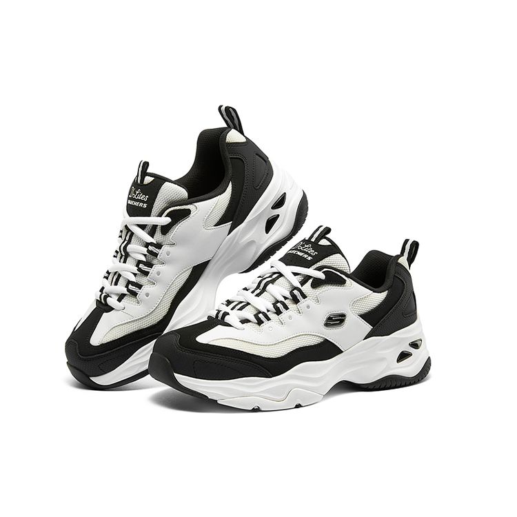 Skechers DLites 4.0 Ткань Синтетическая кожа Низкие папины кроссовки Женские кроссовки Черный Белый 149492-BKW
