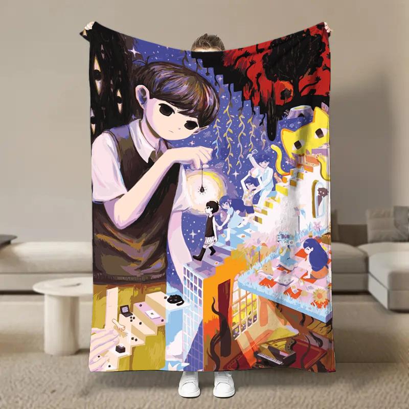 Hot Horror Video Game O-Omori Flannel Blanket Fluffy Children and Adults Sofa Plush Bedspread Throw Lunch Blanket for Sofa Bed