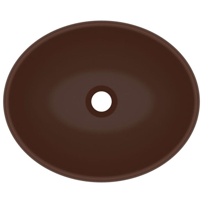 VidaXL Luxury Oval Washbasin Countertop Basin Toilet Hand Basin Bathroom Kitchen Home Interior Dark Brown Matte 146929