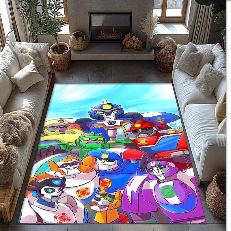 Transformers Printed Crystal Velvet Area Rug, Soft Anti-Slip Water Absorbent Floor Mat for Living Room Bedroom