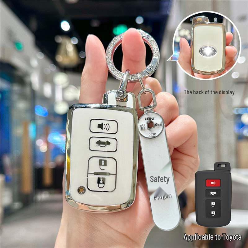 Silver Edge Key Case for Toyota Models: Corolla, RAV4, Camry, Vios, Highlander