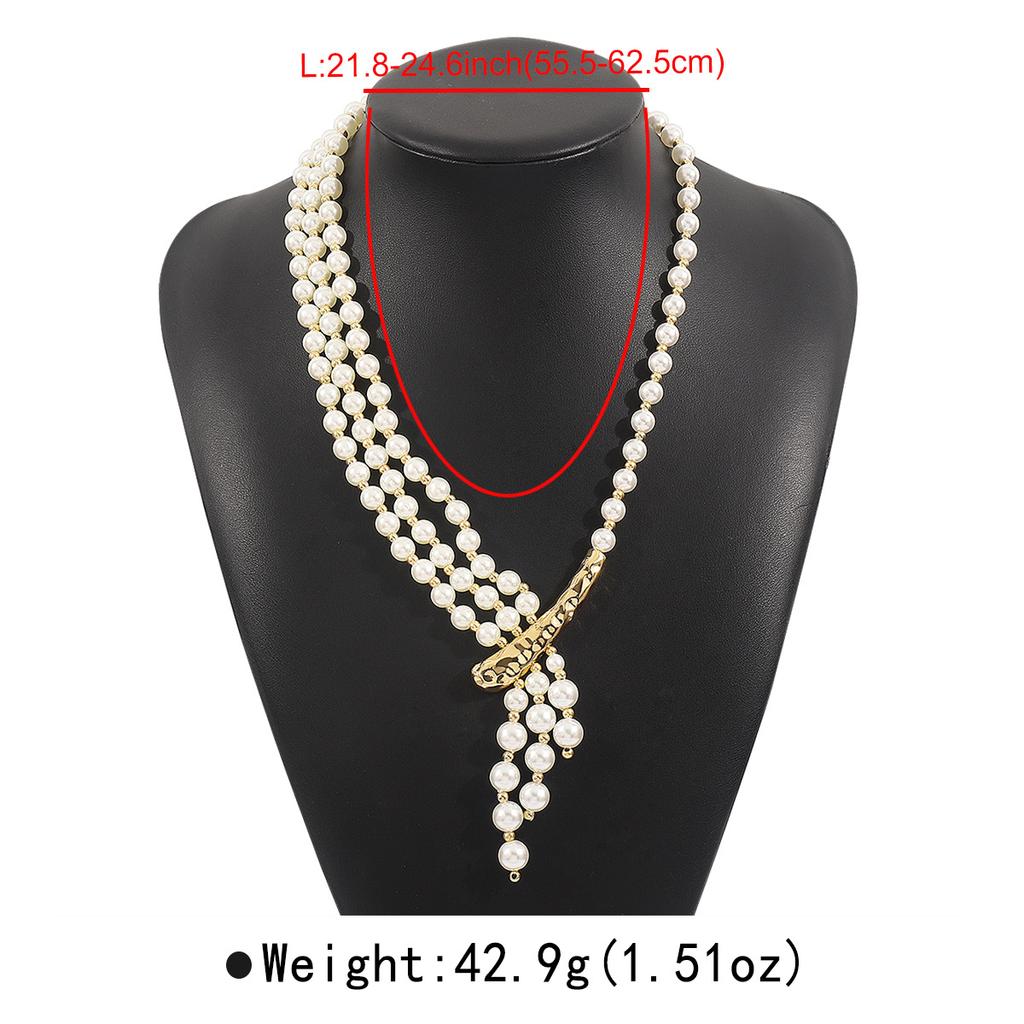 Multilayer Imitation Pearl Long Chain Necklace for Women Irregular Metal Choker Party Jewelry Wedding Accessories