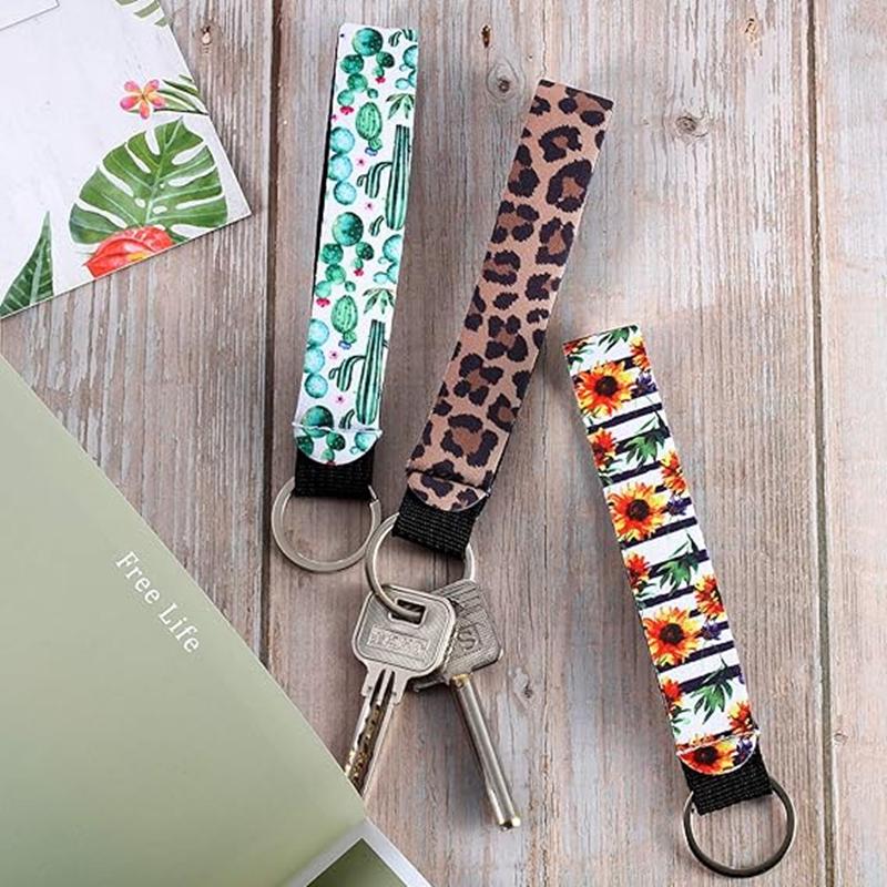 15Pieces Neoprene Wristlet Keychain Multicolor Hand Wrist Lanyard Key Chain Holder Wrist Strap Keychain for Women Girls Car Keys