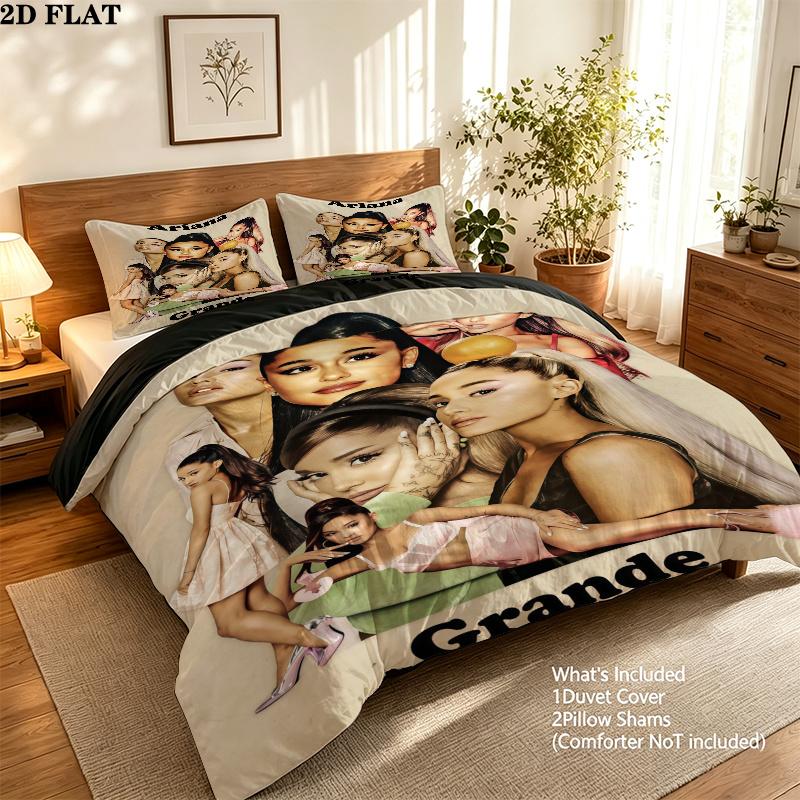 Ariana Grande Bedding Quilt Set Quilt Cover Pillowcase Home Decoration Birthday Gift (1 * duvet cover + 2 * pillowcase, without core)
