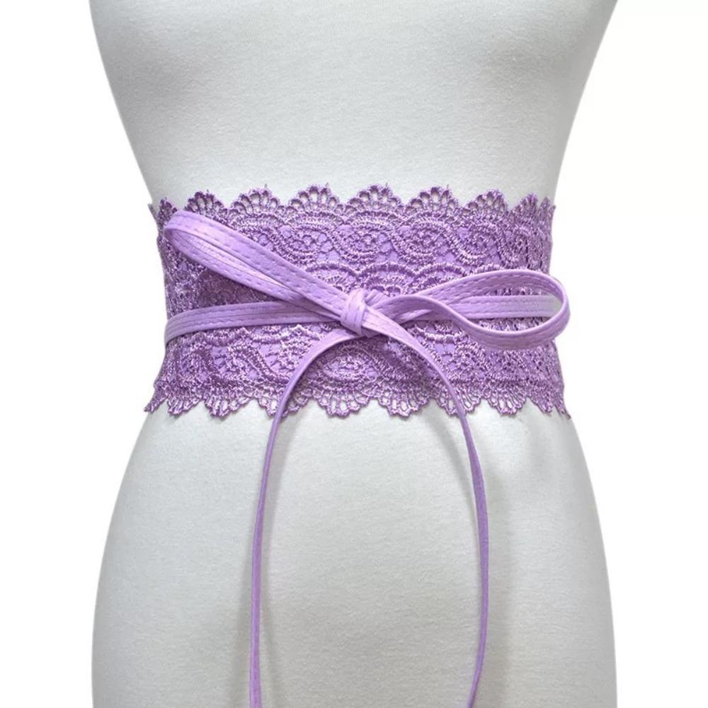Boho Style Soft Lace Waist Belt Self Tie Wrap Around Bow Tie Belt Cinched Waistband Wide Obi Belt for Dresses
