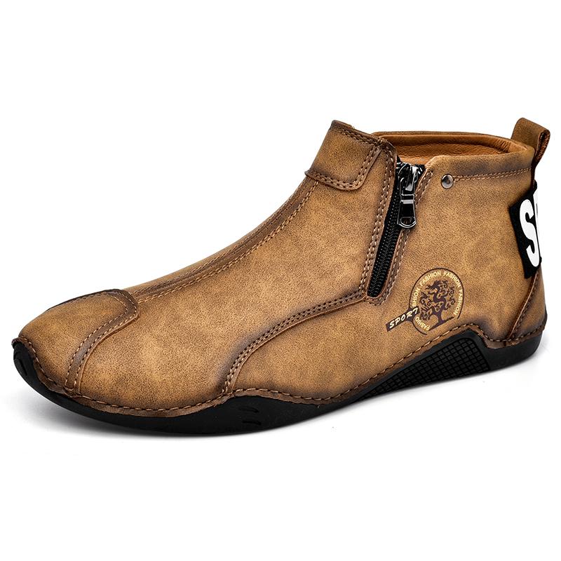 Роскошные брендовые мужские ботинки Chelsea, ботильоны, уличные кроссовки для активного отдыха, мягкая подошва, британский стиль, ретро, коричневые, высокие кожаные туфли