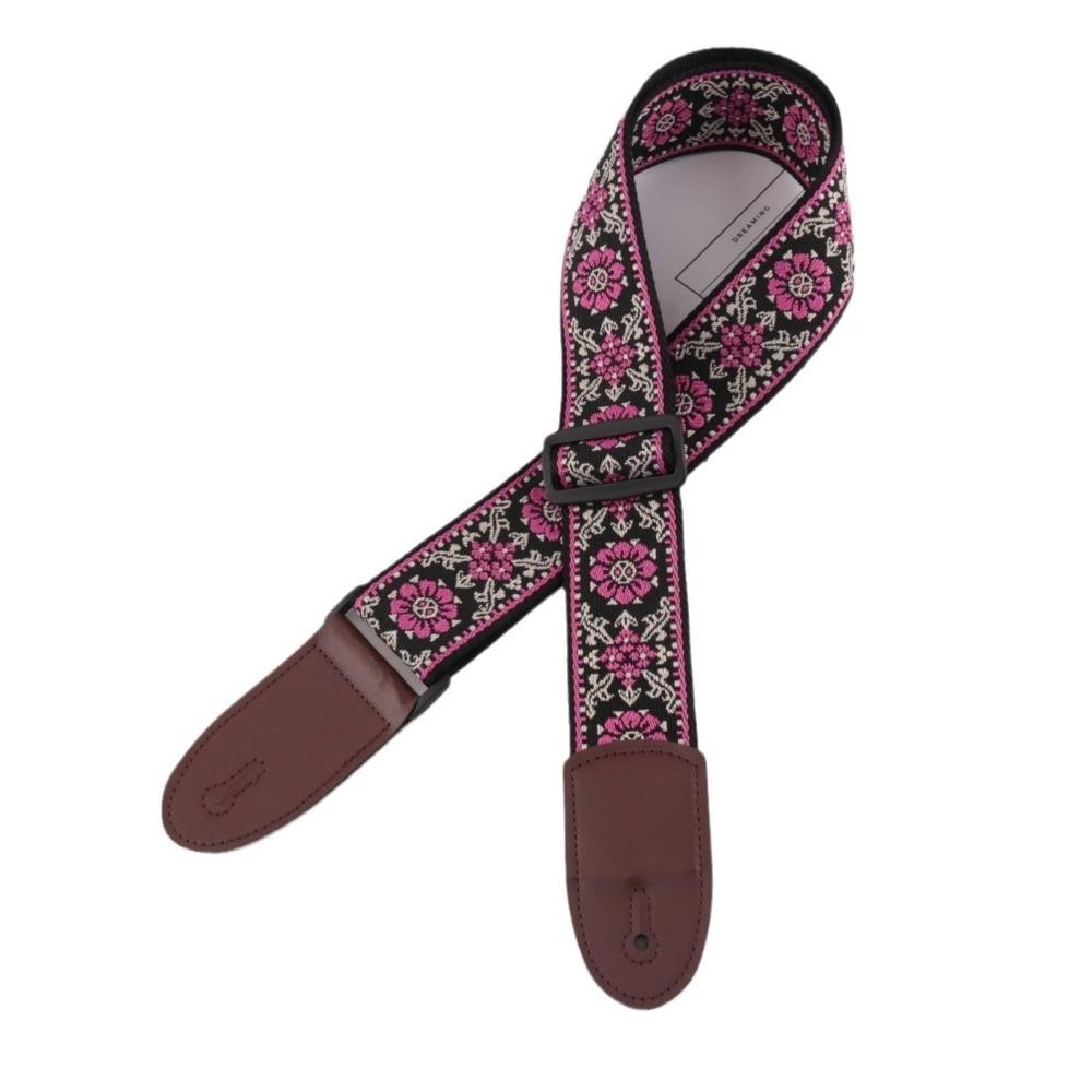 Multi-Color Guitar Strap Embroidery Adjustable Neck Strap Durable Bass Strap for Bass Guitar