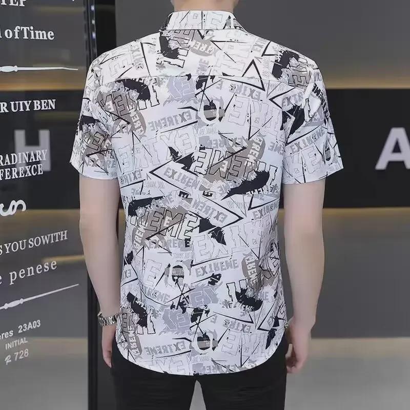 Мужская футболка с лацканами, лето 2024, мода, короткий рукав, свободный крой
