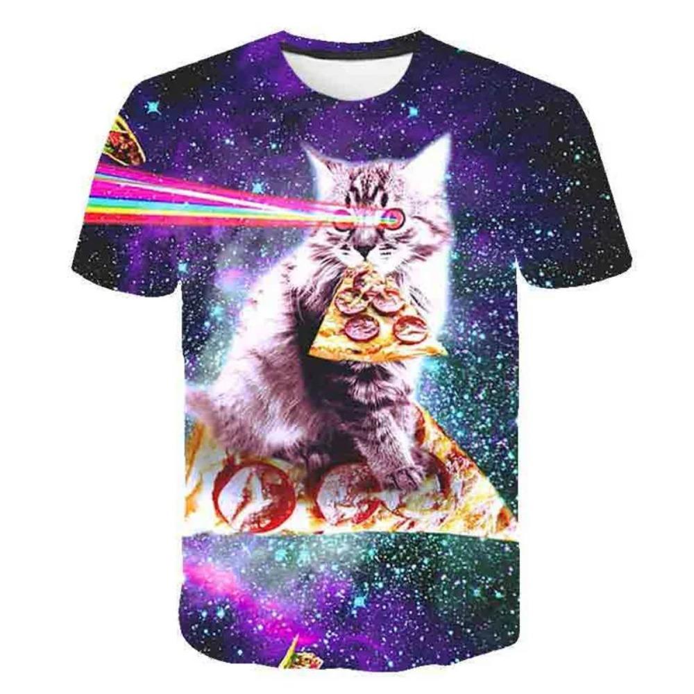 Cat Print Plus Size Women's T-shirt Clothes Animal 3D Printing T-shirt Cute and Funny Round Neck Ladies Short Sleeves