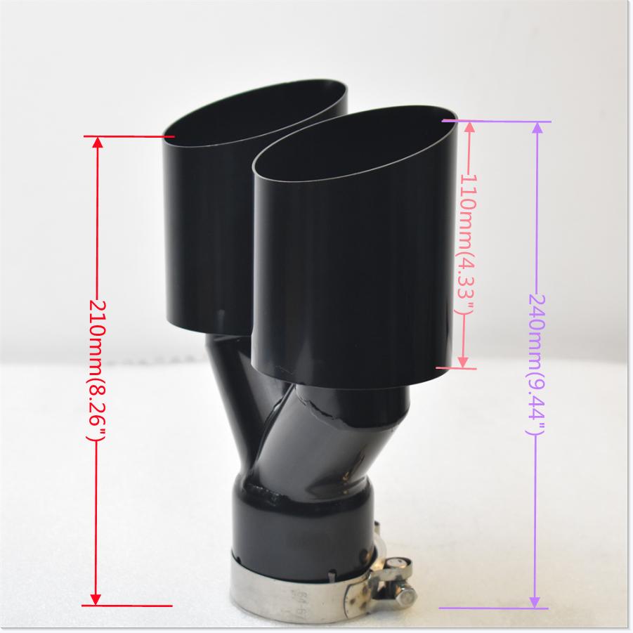 RE General Motors Stainless Steel BLACK Muffler Double Tube Exhaust Tail Pipe Automotive Rear Throat Automotive Parts