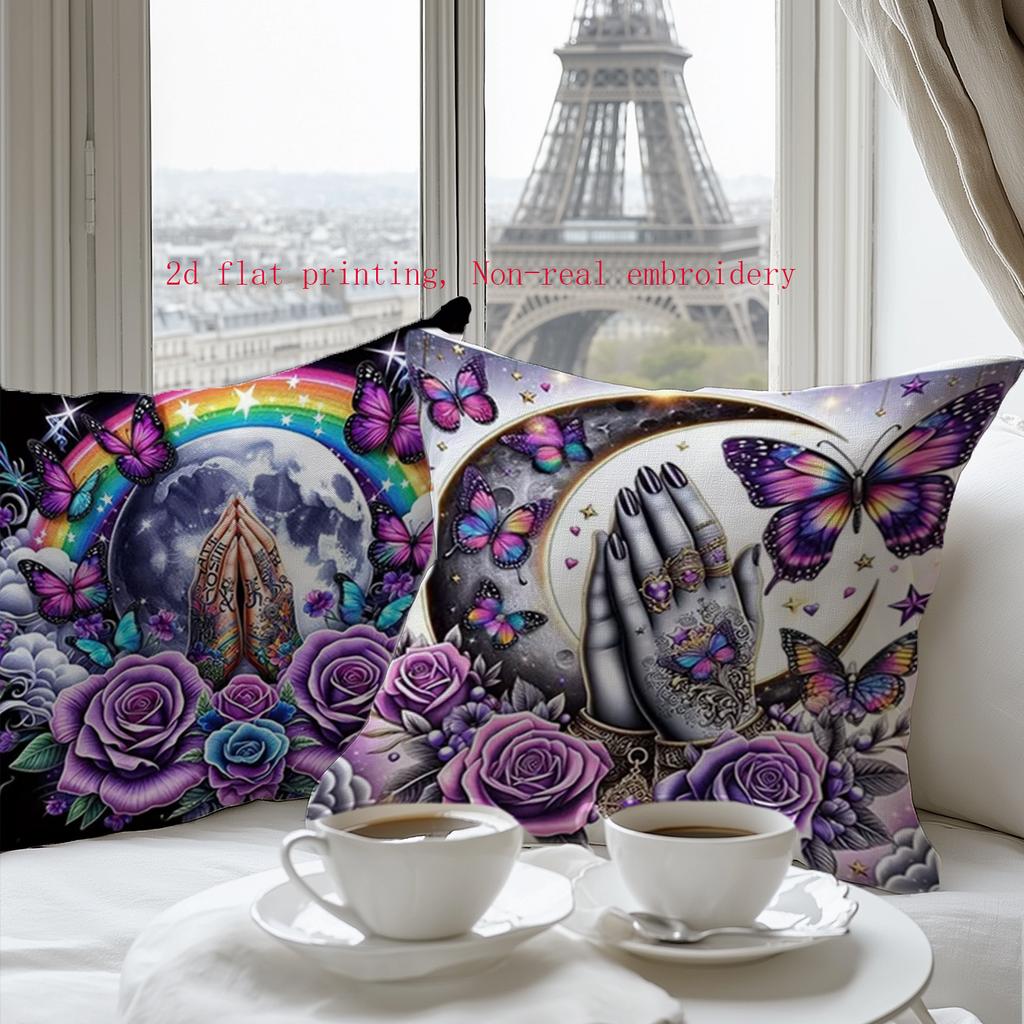 4Pcs Dreamy Colors And Prayer Digital Printing Pillow Cover Short Plush Suitable Living Rooms Bedrooms Sofas Throw Cushion Cover